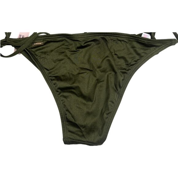 NWT Victoria's Secret The Skimmy Green Swimsuit String Bikini Bottom Medium M - Picture 2 of 5